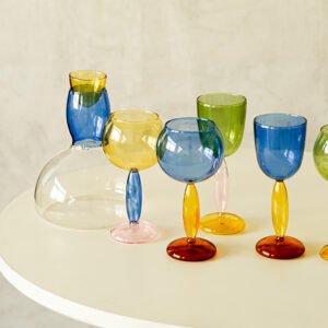 Color 2026 New Hot Sale Popular Design Decanter Sets Coloured Round Stem Unique Wine Decanter Christmas Wine Glass