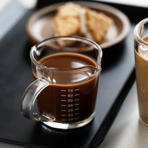 Small Milk Jug for Espresso Coffee Double-mouthed Spout Ounce Cup Gass Measuring Shot Glass 70ml