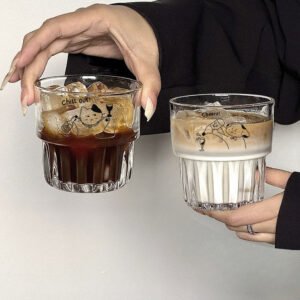 Original Ins Cute Puppy Borosilicate Glass Drinking Cup 300ml Simple Design for Water Breakfast Oatmeal Fruit Juice Juice Drinks