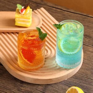 400ml Thickened Beaded Point Transparent China Beer Mug Whiskey Wine Household Hotel KTV Water Cup Milk Cup Coffee Cold Drink Cup