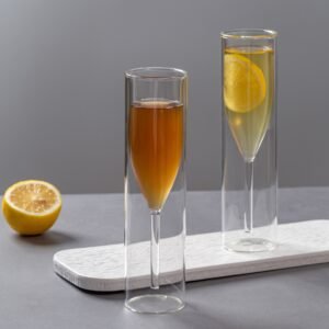 Luxury 100ml champagne Wine Thicker Whisky Double Wall Glass Cup for Party Banquet