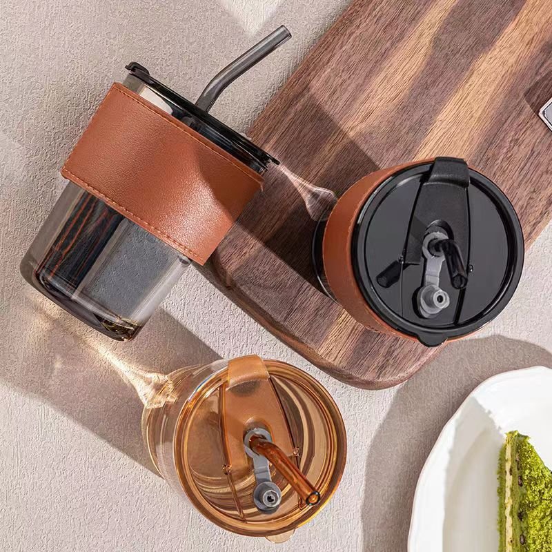 Glass Straw Cup with Logo Printing Disposable Microwave & Dishwasher Safe Promotional Gift for Juice Coffee Water